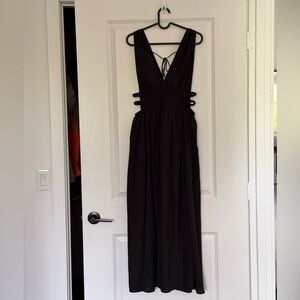 Lush Black Backless Maxi Dress